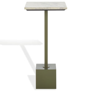 Safavieh Albertelli Marble Top Drink Table - Stylish Olive Green & White Accent For Elegant Living Spaces Olive Green ,White 60% Metal,40% Stone Sfv6807a