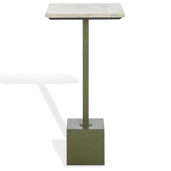 Safavieh Albertelli Marble Top Drink Table - Stylish Olive Green & White Accent For Elegant Living Spaces Olive Green ,White 60% Metal,40% Stone Sfv6807a