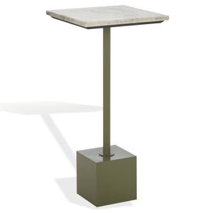 Safavieh Albertelli Marble Top Drink Table - Stylish Olive Green & White Accent For Elegant Living Spaces Olive Green ,White 60% Metal,40% Stone Sfv6807a
