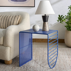 Safavieh VIKTORIA Metal Accent Table - Sleek Minimalist Design for Modern Living Spaces and Timeless Style Blue SFV6808B