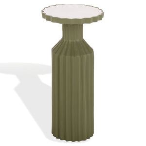 Safavieh Cindylyn Industrial Concrete Top Side Table with Angular Metal Base for Modern Spaces Green SFV6810B