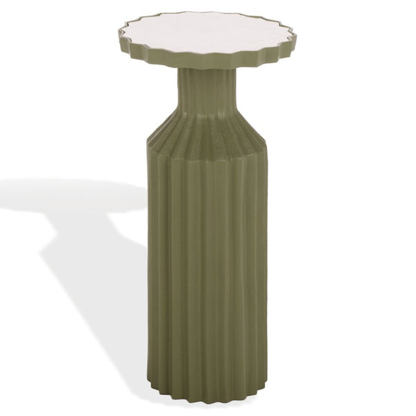 Safavieh Cindylyn Industrial Concrete Top Side Table with Angular Metal Base for Modern Spaces Green SFV6810B