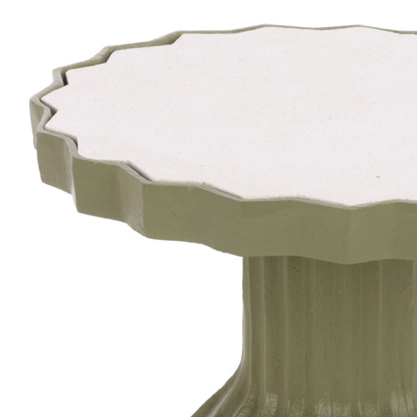 Safavieh Cindylyn Industrial Concrete Top Side Table with Angular Metal Base for Modern Spaces Green SFV6810B