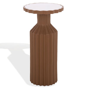 Safavieh Cindylyn Industrial Concrete Top Side Table with Angular Metal Base for Modern Spaces Brown SFV6810C