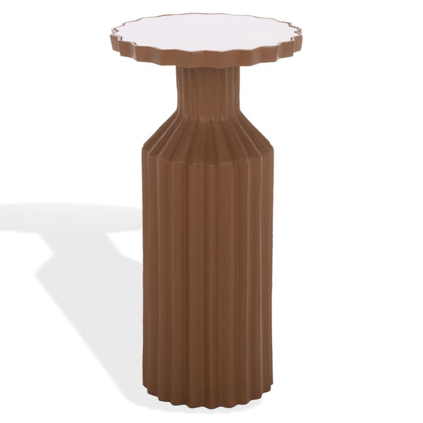 Safavieh Cindylyn Industrial Concrete Top Side Table with Angular Metal Base for Modern Spaces Brown SFV6810C