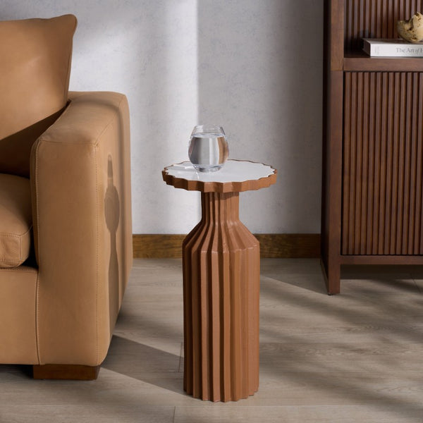 Safavieh Cindylyn Industrial Concrete Top Side Table with Angular Metal Base for Modern Spaces Brown SFV6810C
