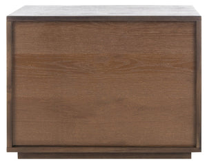 Safavieh POESY Modern 1-Drawer Nightstand - Stylish Acacia Wood Bedside Table for Contemporary Interiors Dark Chocolate SFV7200A