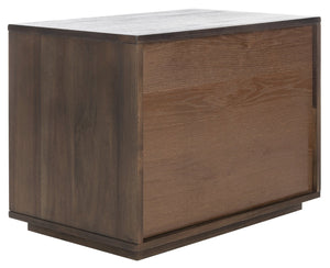 Safavieh POESY Modern 1-Drawer Nightstand - Stylish Acacia Wood Bedside Table for Contemporary Interiors Dark Chocolate SFV7200A