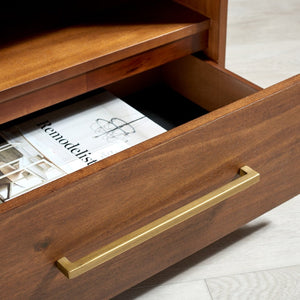 Safavieh POESY Modern 1-Drawer Nightstand - Stylish Acacia Wood Bedside Table for Contemporary Interiors Brown SFV7200B