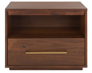 Safavieh POESY Modern 1-Drawer Nightstand - Stylish Acacia Wood Bedside Table for Contemporary Interiors Brown SFV7200B