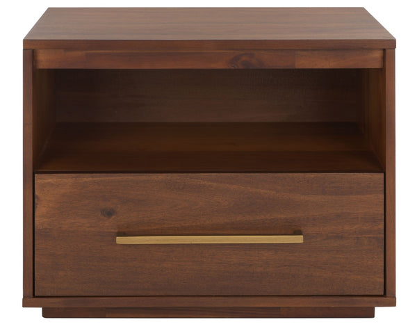 Safavieh POESY Modern 1-Drawer Nightstand - Stylish Acacia Wood Bedside Table for Contemporary Interiors Brown SFV7200B