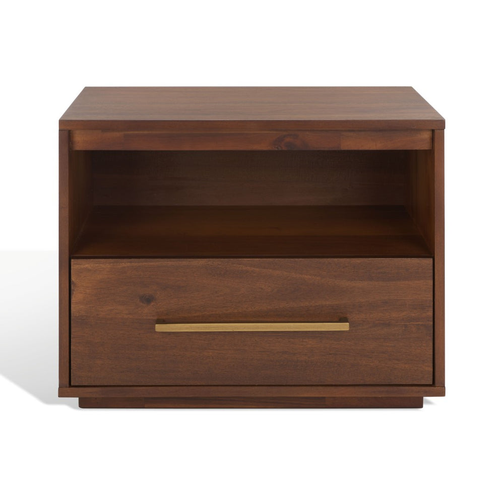 Safavieh POESY Modern 1-Drawer Nightstand - Stylish Acacia Wood Bedside Table for Contemporary Interiors Brown SFV7200B