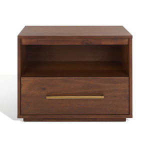 Safavieh POESY Modern 1-Drawer Nightstand - Stylish Acacia Wood Bedside Table for Contemporary Interiors Brown SFV7200B