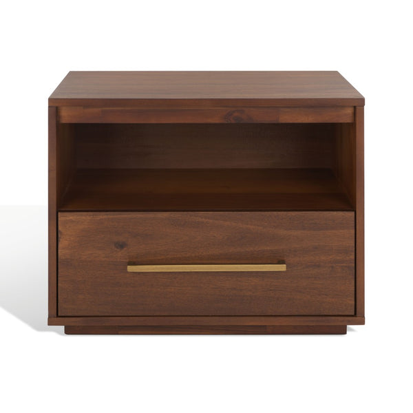 Safavieh POESY Modern 1-Drawer Nightstand - Stylish Acacia Wood Bedside Table for Contemporary Interiors Brown SFV7200B