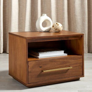 Safavieh POESY Modern 1-Drawer Nightstand - Stylish Acacia Wood Bedside Table for Contemporary Interiors Brown SFV7200B