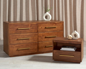 Safavieh POESY Modern 1-Drawer Nightstand - Stylish Acacia Wood Bedside Table for Contemporary Interiors Brown SFV7200B