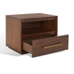 Safavieh POESY Modern 1-Drawer Nightstand - Stylish Acacia Wood Bedside Table for Contemporary Interiors Brown SFV7200B
