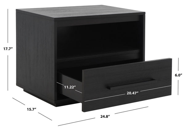 Safavieh Poesy 1 Drawer Nightstand XII23 Black Wood / Metal SFV7200C