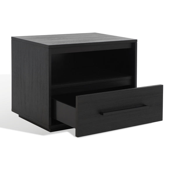 Safavieh Poesy 1 Drawer Nightstand XII23 Black Wood / Metal SFV7200C