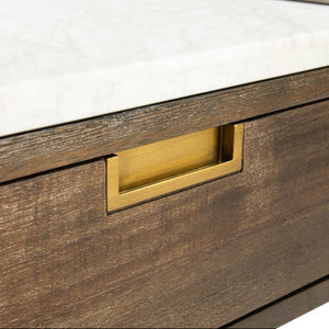 Safavieh ADELINE One-Drawer Nightstand with Marble Top and Antique Brass for Modern Bedroom Elegance Dark Chocolate SFV7202A