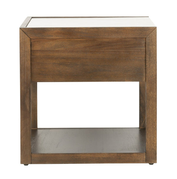 Safavieh ADELINE One-Drawer Nightstand with Marble Top and Antique Brass for Modern Bedroom Elegance Dark Chocolate SFV7202A