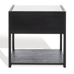 Safavieh ADELINE One-Drawer Nightstand with Marble Top and Antique Brass for Modern Bedroom Elegance Black SFV7202B