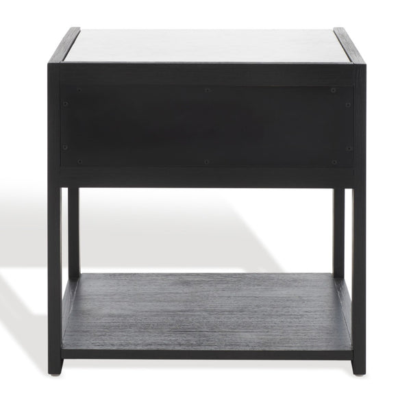 Safavieh ADELINE One-Drawer Nightstand with Marble Top and Antique Brass for Modern Bedroom Elegance Black SFV7202B