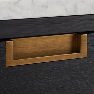 Safavieh ADELINE One-Drawer Nightstand with Marble Top and Antique Brass for Modern Bedroom Elegance Black SFV7202B