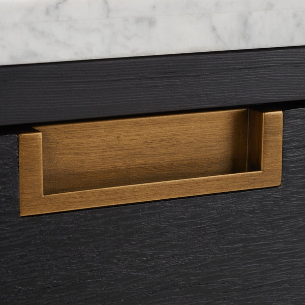 Safavieh ADELINE One-Drawer Nightstand with Marble Top and Antique Brass for Modern Bedroom Elegance Black SFV7202B