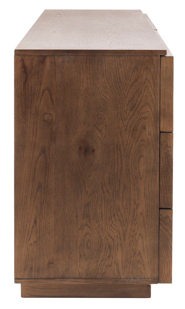 Safavieh ZEUS 6-Drawer Wood Dresser in Medium Oak - Modern Minimalism Meets Durable Craftsmanship for Storage SFV7204A