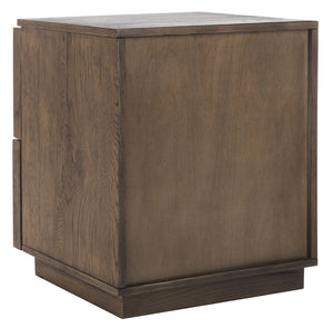 Safavieh ZEUS Two-Drawer Nightstand – Elegant Craftsmanship with Rustic Veneer for Modern Bedroom Style Medium Oak SFV7205A