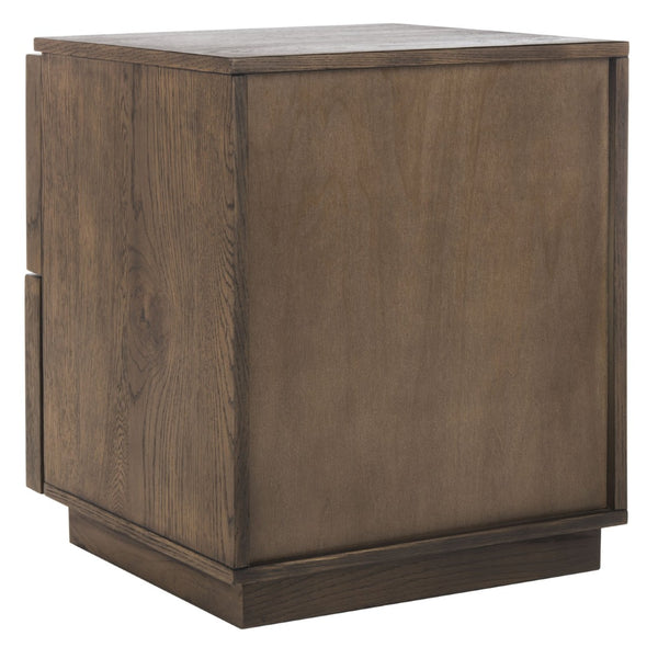 Safavieh ZEUS Two-Drawer Nightstand – Elegant Craftsmanship with Rustic Veneer for Modern Bedroom Style Medium Oak SFV7205A