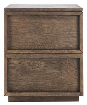 Safavieh ZEUS Two-Drawer Nightstand – Elegant Craftsmanship with Rustic Veneer for Modern Bedroom Style Medium Oak SFV7205A