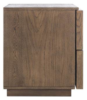 Safavieh ZEUS Two-Drawer Nightstand – Elegant Craftsmanship with Rustic Veneer for Modern Bedroom Style Medium Oak SFV7205A