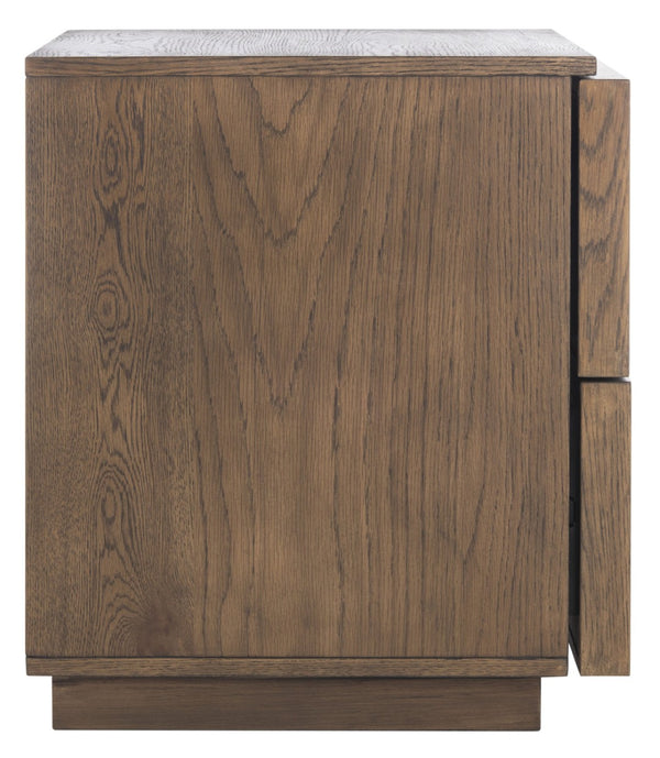 Safavieh ZEUS Two-Drawer Nightstand – Elegant Craftsmanship with Rustic Veneer for Modern Bedroom Style Medium Oak SFV7205A