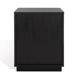 Safavieh ZEUS Two-Drawer Nightstand – Elegant Craftsmanship with Rustic Veneer for Modern Bedroom Style Black SFV7205C
