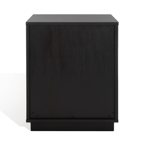 Safavieh ZEUS Two-Drawer Nightstand – Elegant Craftsmanship with Rustic Veneer for Modern Bedroom Style Black SFV7205C