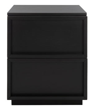 Safavieh ZEUS Two-Drawer Nightstand – Elegant Craftsmanship with Rustic Veneer for Modern Bedroom Style Black SFV7205C