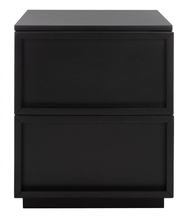 Safavieh ZEUS Two-Drawer Nightstand – Elegant Craftsmanship with Rustic Veneer for Modern Bedroom Style Black SFV7205C