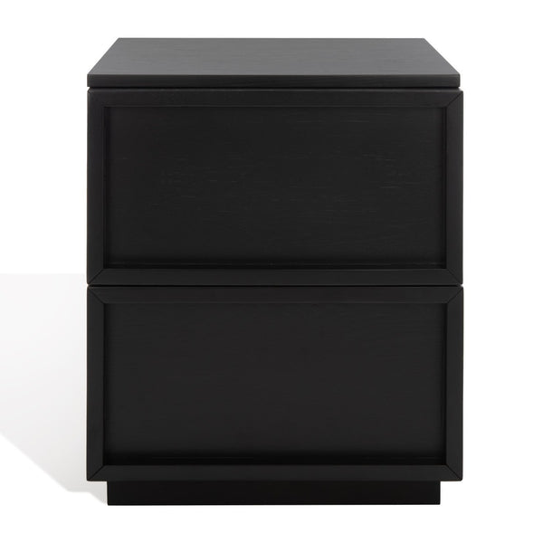 Safavieh ZEUS Two-Drawer Nightstand – Elegant Craftsmanship with Rustic Veneer for Modern Bedroom Style Black SFV7205C