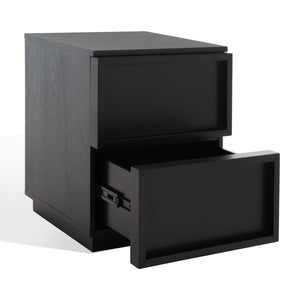 Safavieh ZEUS Two-Drawer Nightstand – Elegant Craftsmanship with Rustic Veneer for Modern Bedroom Style Black SFV7205C