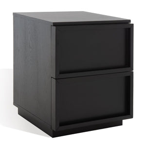 Safavieh ZEUS Two-Drawer Nightstand – Elegant Craftsmanship with Rustic Veneer for Modern Bedroom Style Black SFV7205C