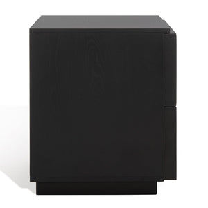 Safavieh ZEUS Two-Drawer Nightstand – Elegant Craftsmanship with Rustic Veneer for Modern Bedroom Style Black SFV7205C