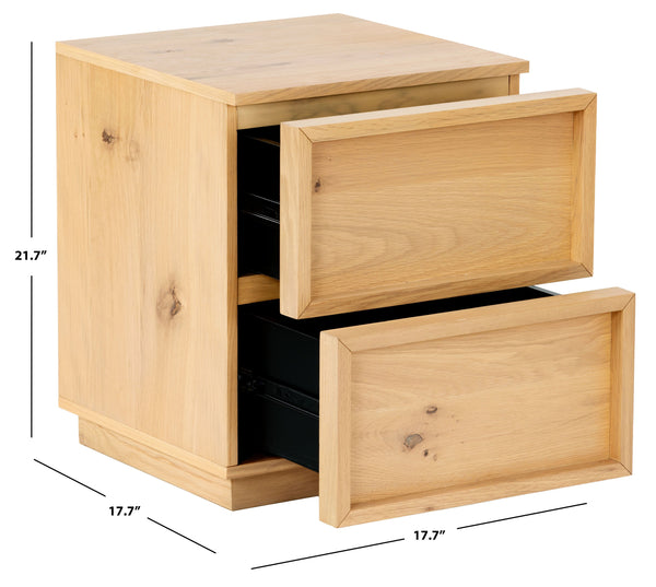 Safavieh Zeus 2-drawer Nightstand - Exquisite Natural Finish With Rustic Oak Veneer For Elegant Spaces Natural 5% Metal,8% Cork Veneer,30% Manufactured Wood,17% Plywood,40% Wood Percentage Sfv7205d