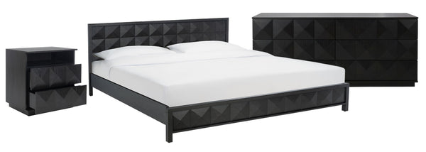 Safavieh PATTY 6-Drawer Dresser - Sculptural Contemporary Design with Spacious Storage for Modern Bedrooms Black SFV7206A