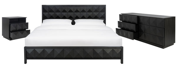 Safavieh PATTY 6-Drawer Dresser - Sculptural Contemporary Design with Spacious Storage for Modern Bedrooms Black SFV7206A