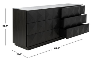 Safavieh PATTY 6-Drawer Dresser - Sculptural Contemporary Design with Spacious Storage for Modern Bedrooms Black SFV7206A