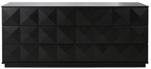 Safavieh PATTY 6-Drawer Dresser - Sculptural Contemporary Design with Spacious Storage for Modern Bedrooms Black SFV7206A