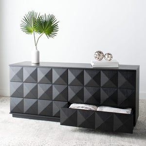 Safavieh PATTY 6-Drawer Dresser - Sculptural Contemporary Design with Spacious Storage for Modern Bedrooms Black SFV7206A