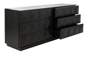 Safavieh PATTY 6-Drawer Dresser - Sculptural Contemporary Design with Spacious Storage for Modern Bedrooms Black SFV7206A